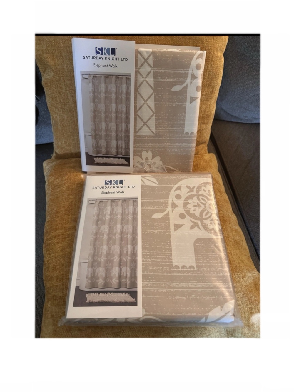 2 Count Saturday Knight LTD Elephant Walk Palm Trees Fabric Shower Curtains